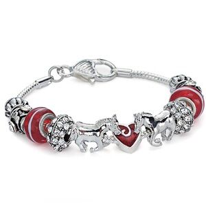 Red & Silver Horse Heart ♥️ Bracelet